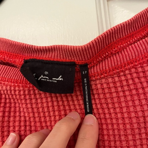 UO Out From Under Red Waffle Knit Sweatshirt - Picture 3 of 4